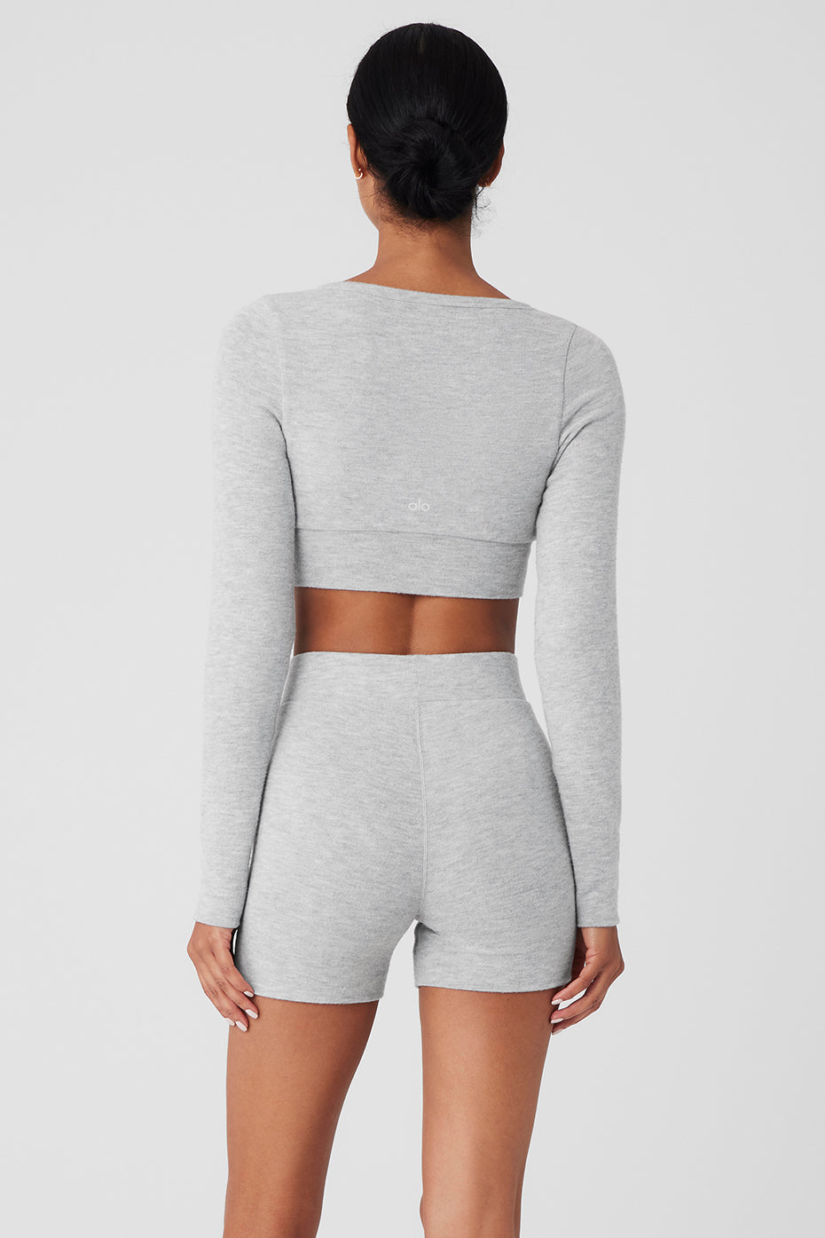 Alolux Cropped Me Time Cardigan - Athletic Heather Grey - Image 2