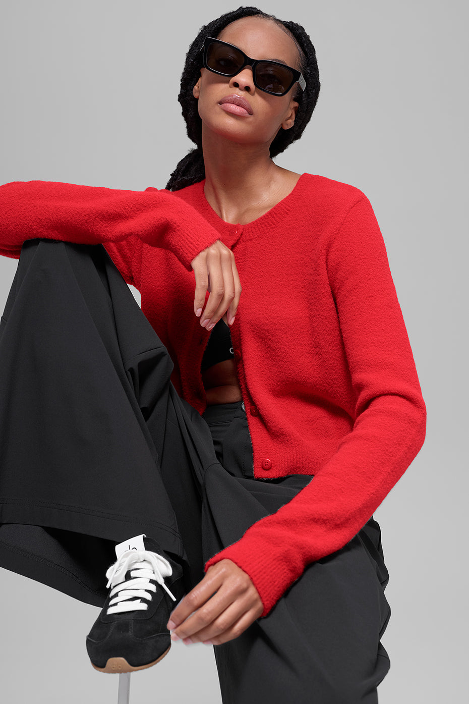 Snuggle Up Sweater Cropped Cardigan - Bright Red - Image 3