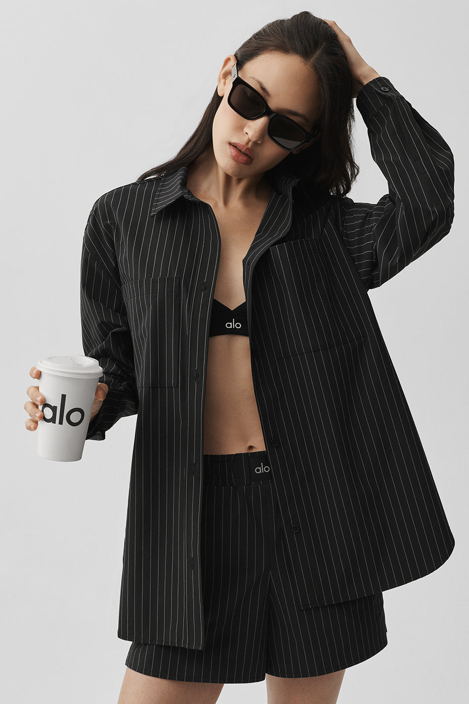 Pinstripe Daylight Button Down Long Sleeve - Black/Titanium