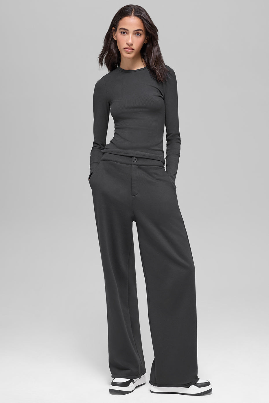 Ribbed Modal Long Sleeve - Anthracite - Image 5