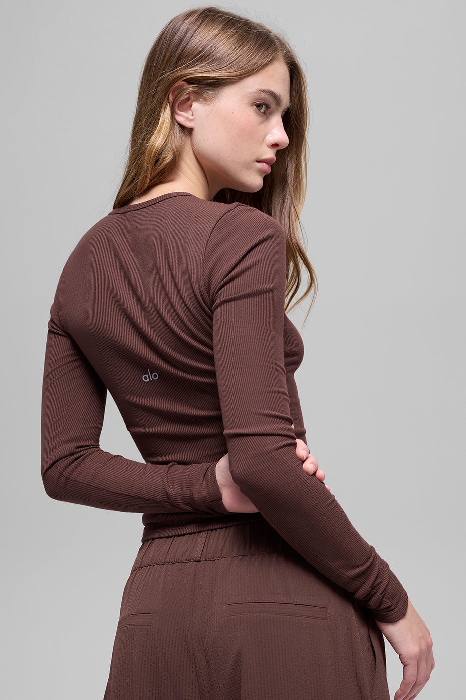 Ribbed Modal Long Sleeve - Brownstone - Image 2