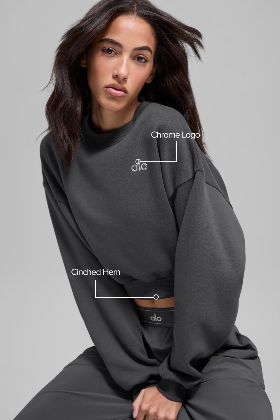 Cropped Accolade Crewneck - Anthracite - Image 2