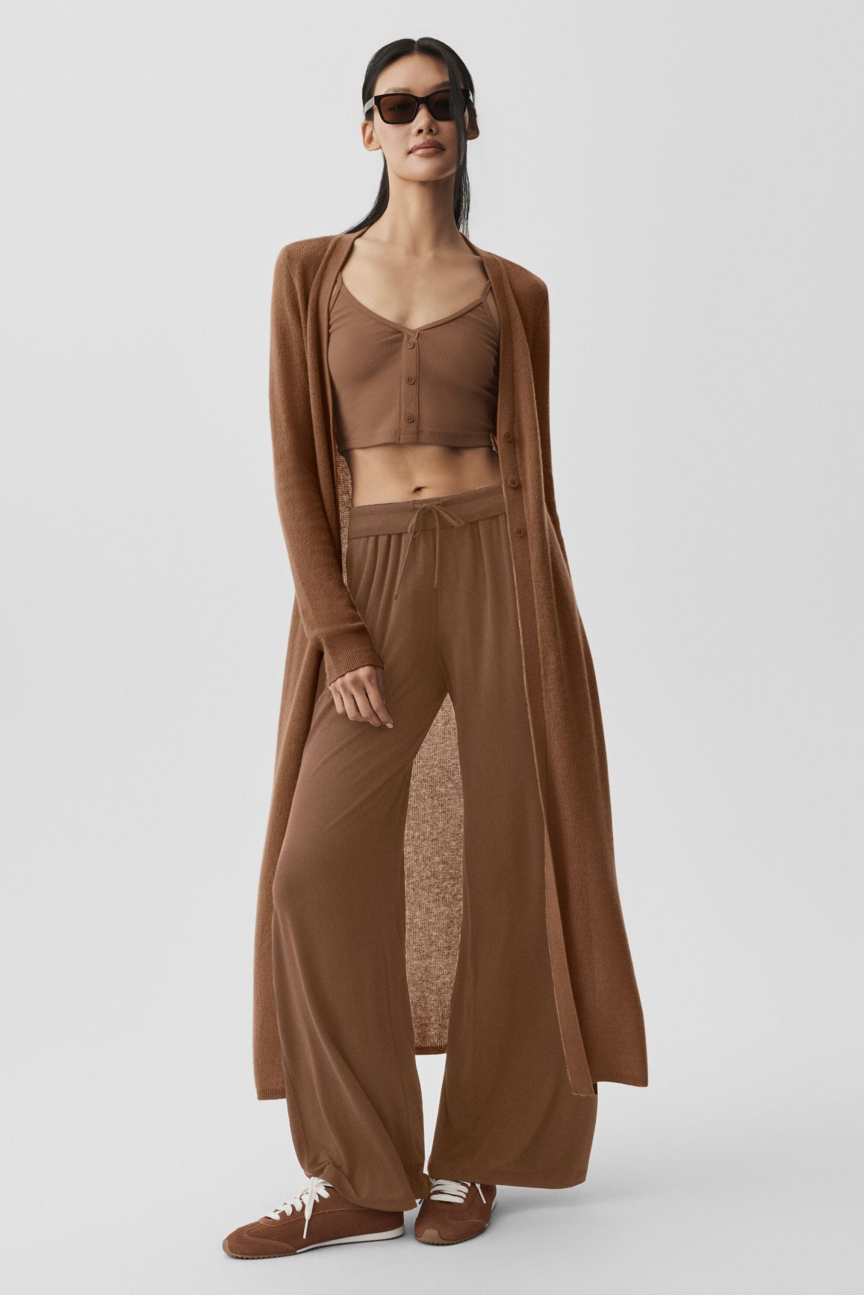 Sheer Cashmere Long Cardigan - Sun Kissed Brown - Image 3