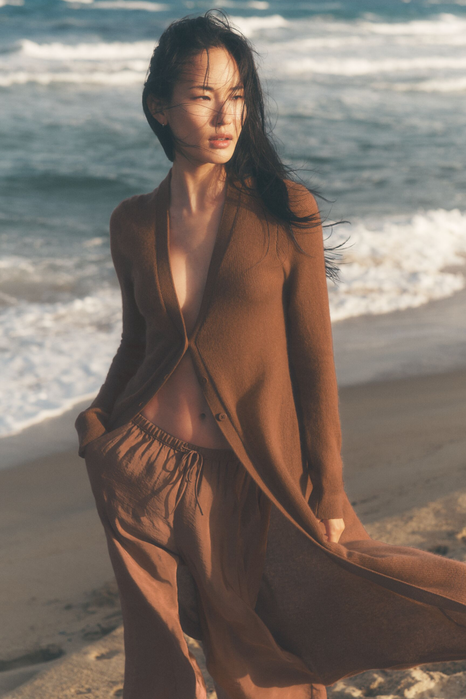 Sheer Cashmere Long Cardigan - Sun Kissed Brown