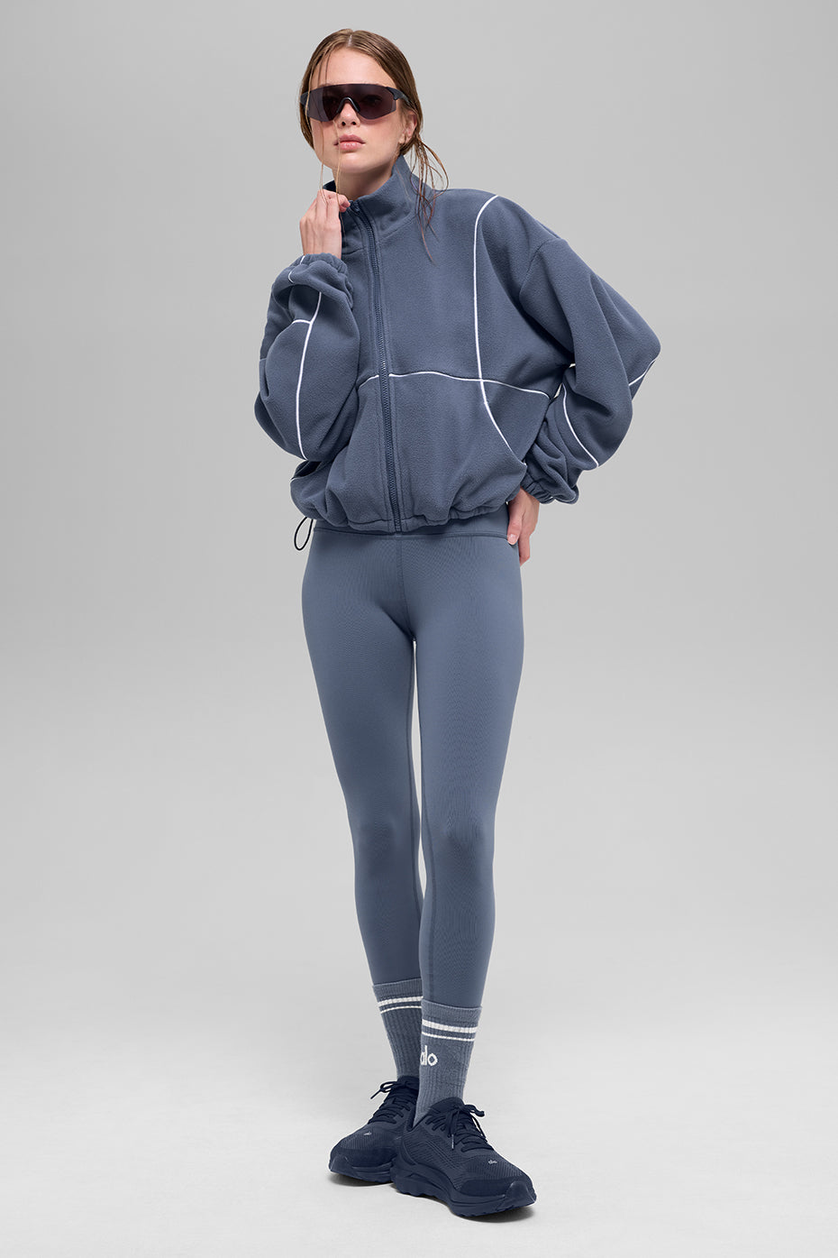 Polar Fleece Game Time Full Zip Jacket - Bluestone/White - Image 5