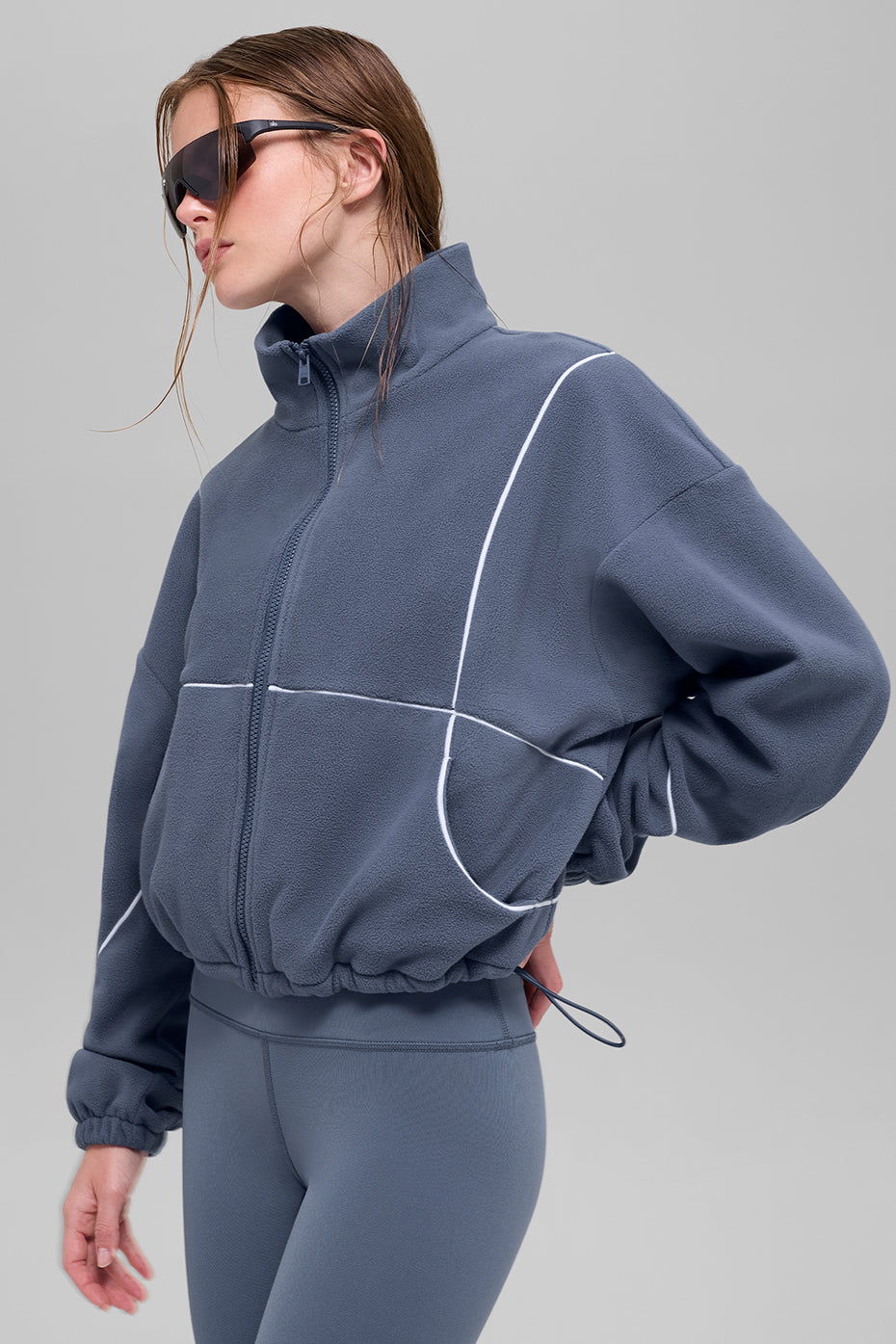 Polar Fleece Game Time Full Zip Jacket - Bluestone/White - Image 2