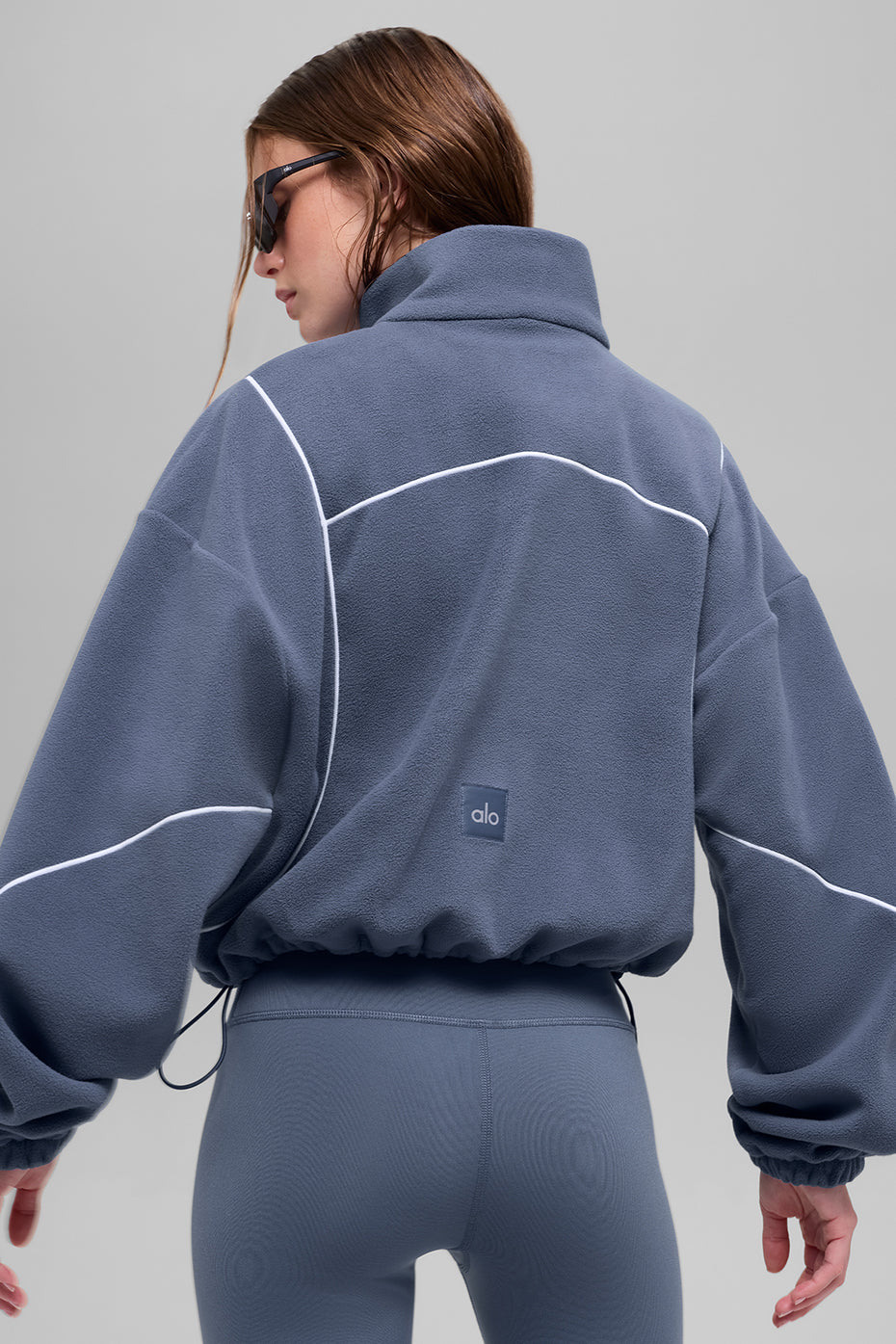 Polar Fleece Game Time Full Zip Jacket - Bluestone/White - Image 4