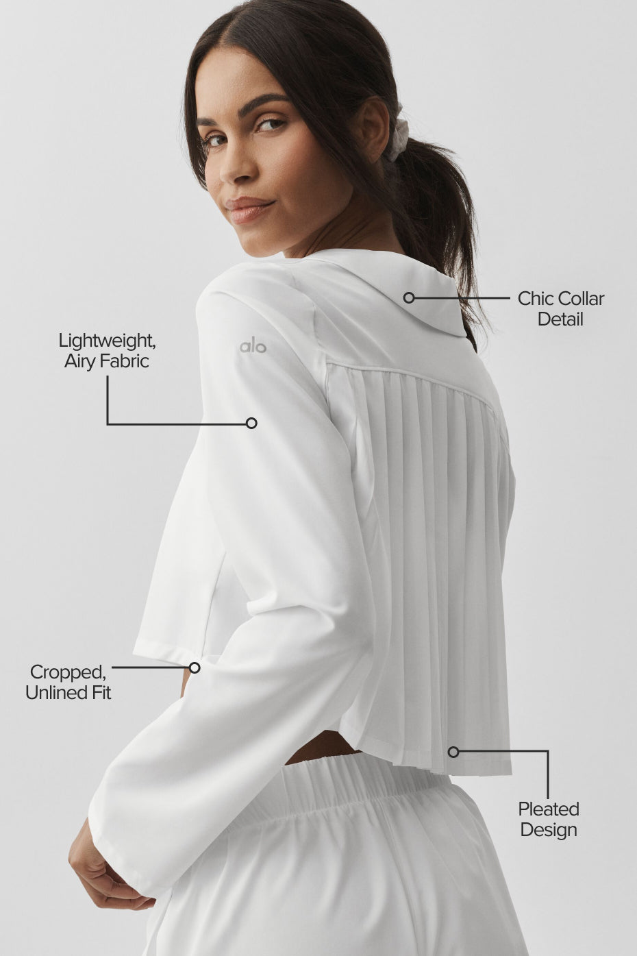 Cropped Unmatched Long Sleeve - White - Image 2