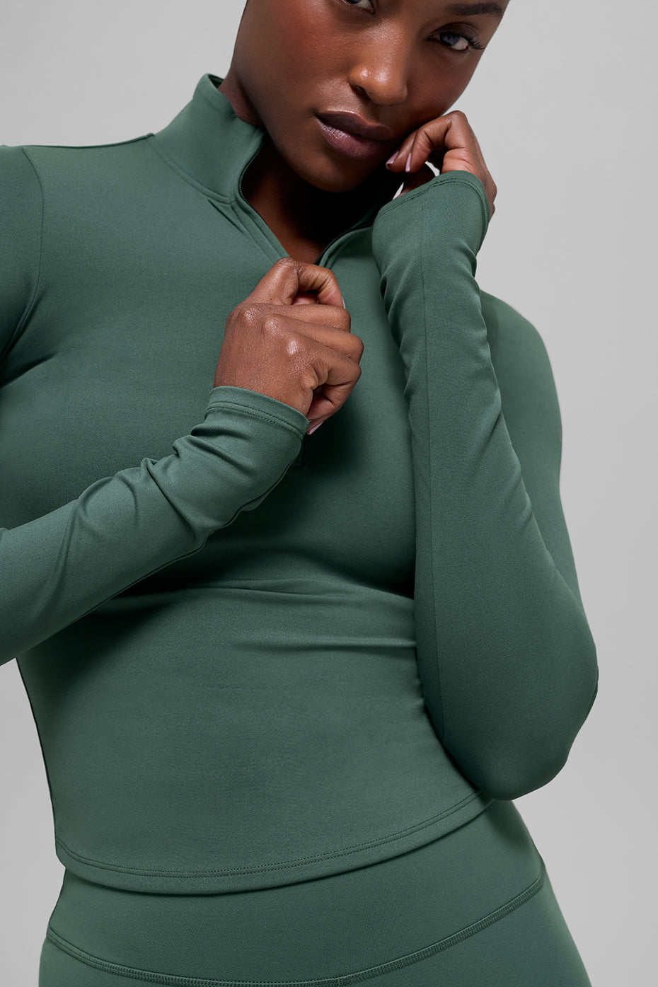 ALO Softsculpt Precision 1/4 Zip Long Sleeve - Clover Green - Image 4