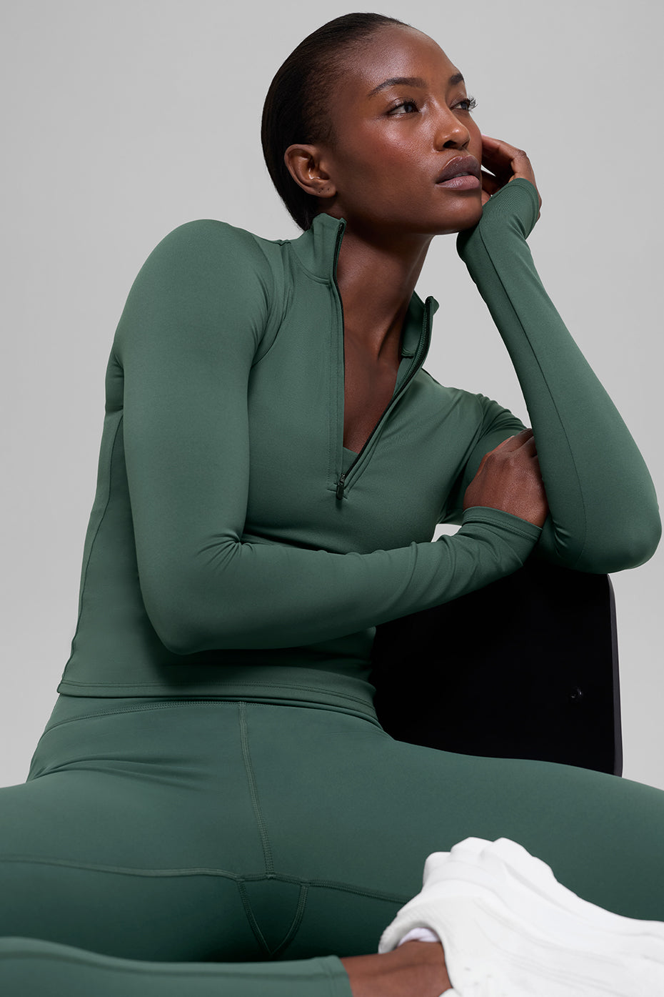 ALO Softsculpt Precision 1/4 Zip Long Sleeve - Clover Green - Image 5