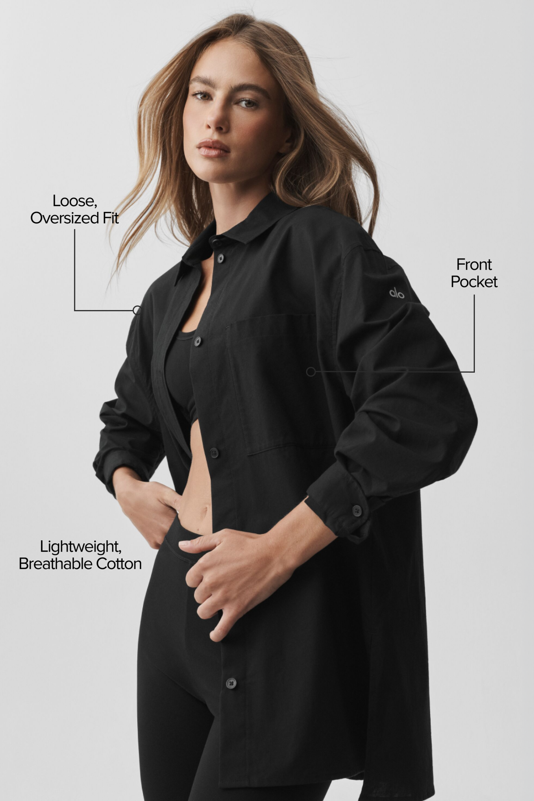 Cotton Real Deal Button Up Long Sleeve - Black - Image 2