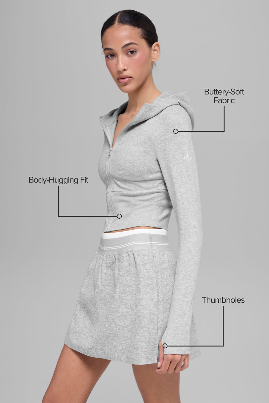 Sway Full Zip Hoodie - Athletic Heather Grey - Image 2
