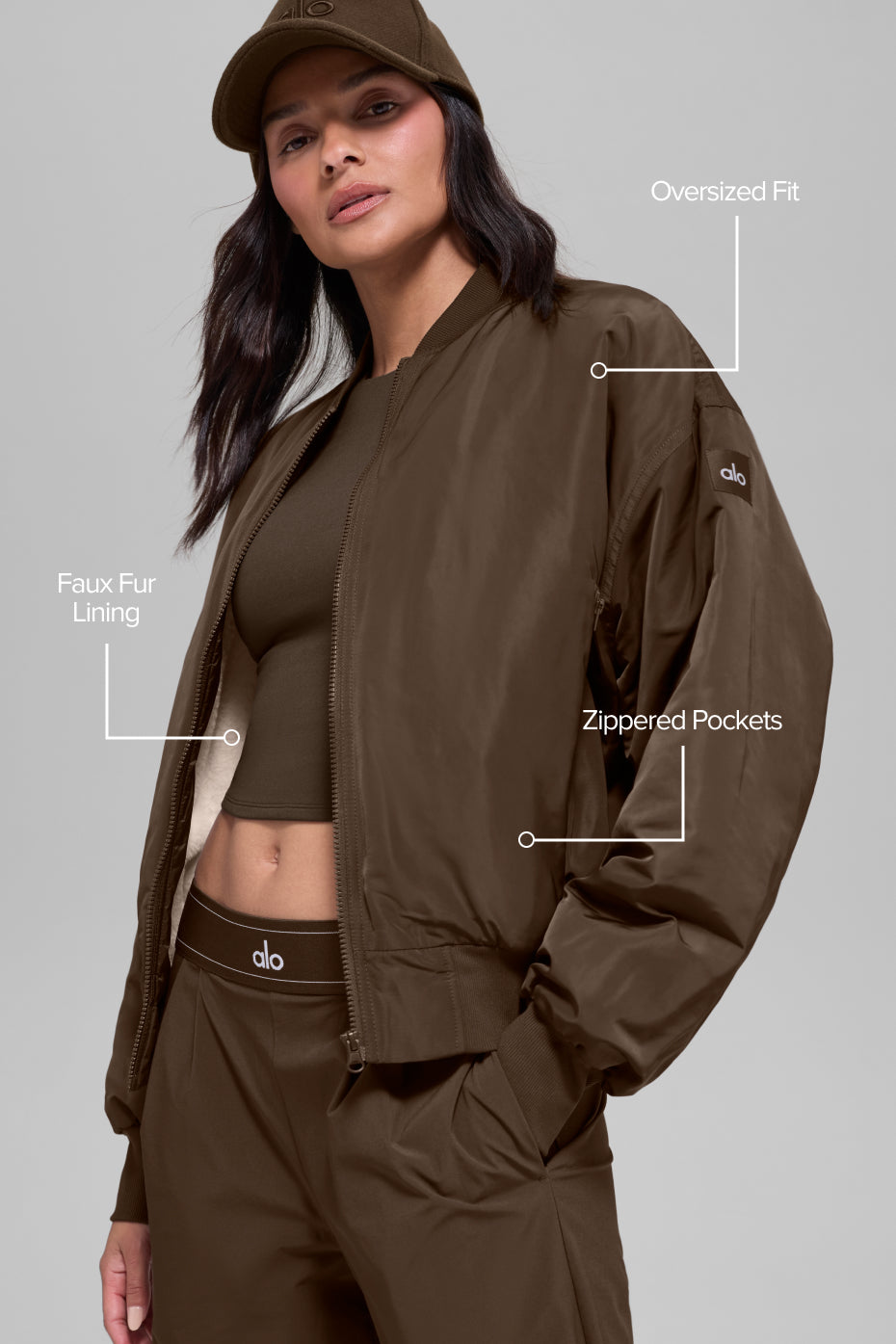Faux Fur Urbanite Bomber - Espresso/Ivory - Image 2