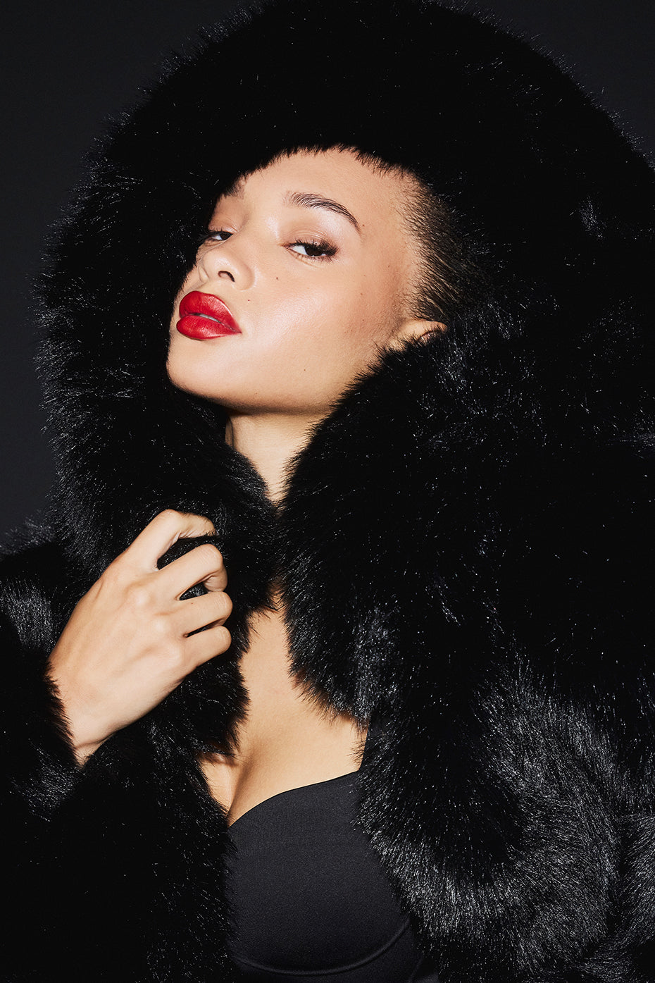 Opulent Faux Fur Statement Jacket - Black - Image 4