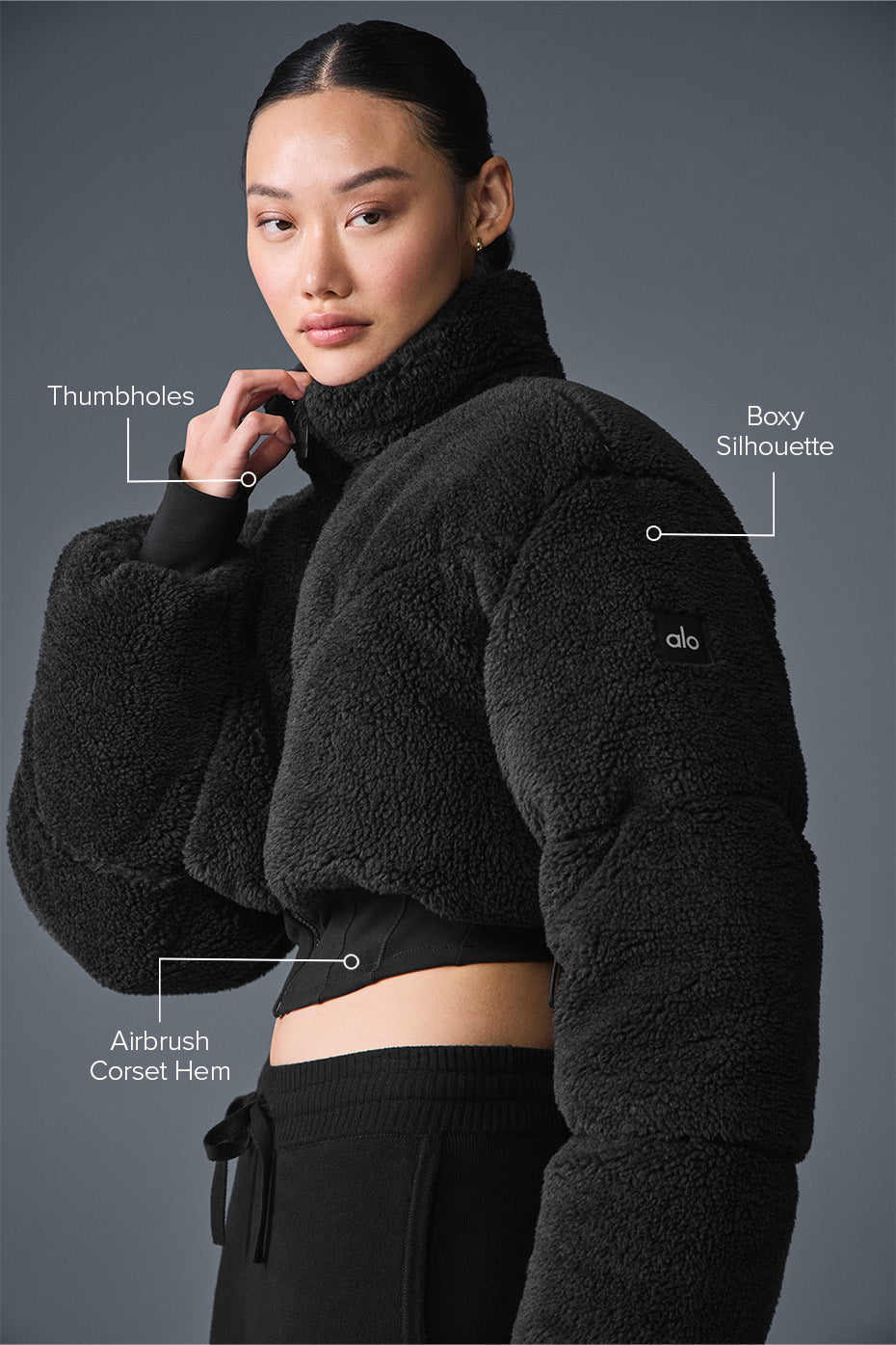 Sherpa Main Act Corset Puffer - Black - Image 2