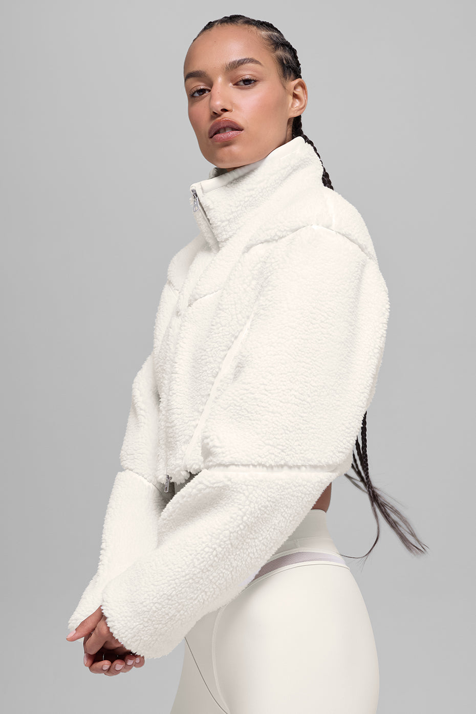 Sherpa Cropped Slope Side Jacket - Ivory - Image 3