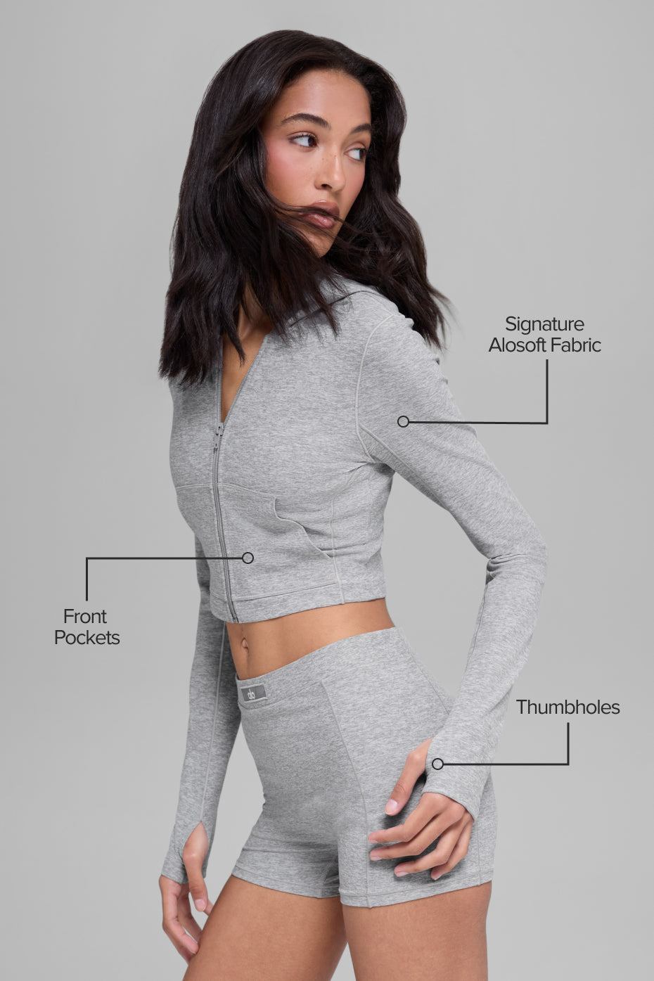 Alosoft Sincere Fitted Jacket - Athletic Heather Grey - Image 2