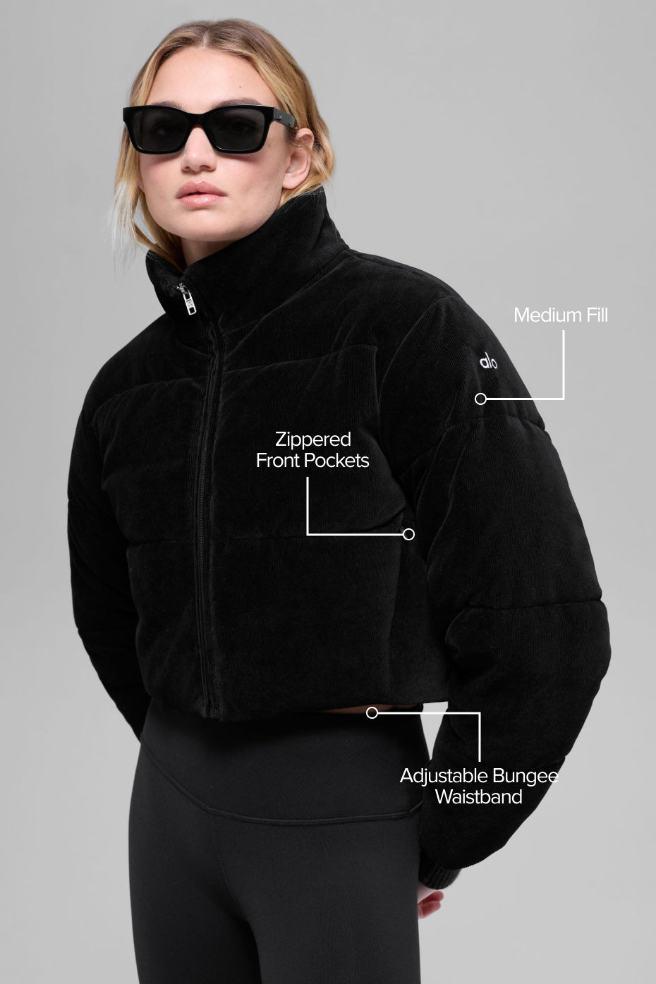 Micro Corduroy Dreamy Puffer - Black - Image 2