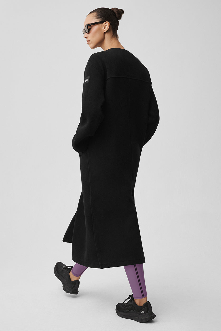 Double Face Wool City Girl Long Coat - Black - Image 4