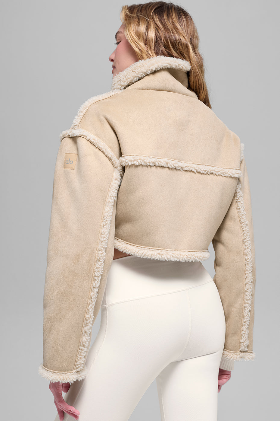 Faux Shearling Snowfall Cropped Jacket - Woodland Tan - Image 3