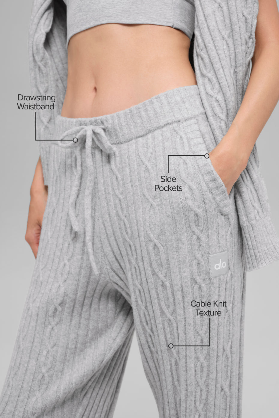 Cable Knit Winter Bliss Pant - Athletic Heather Grey - Image 2