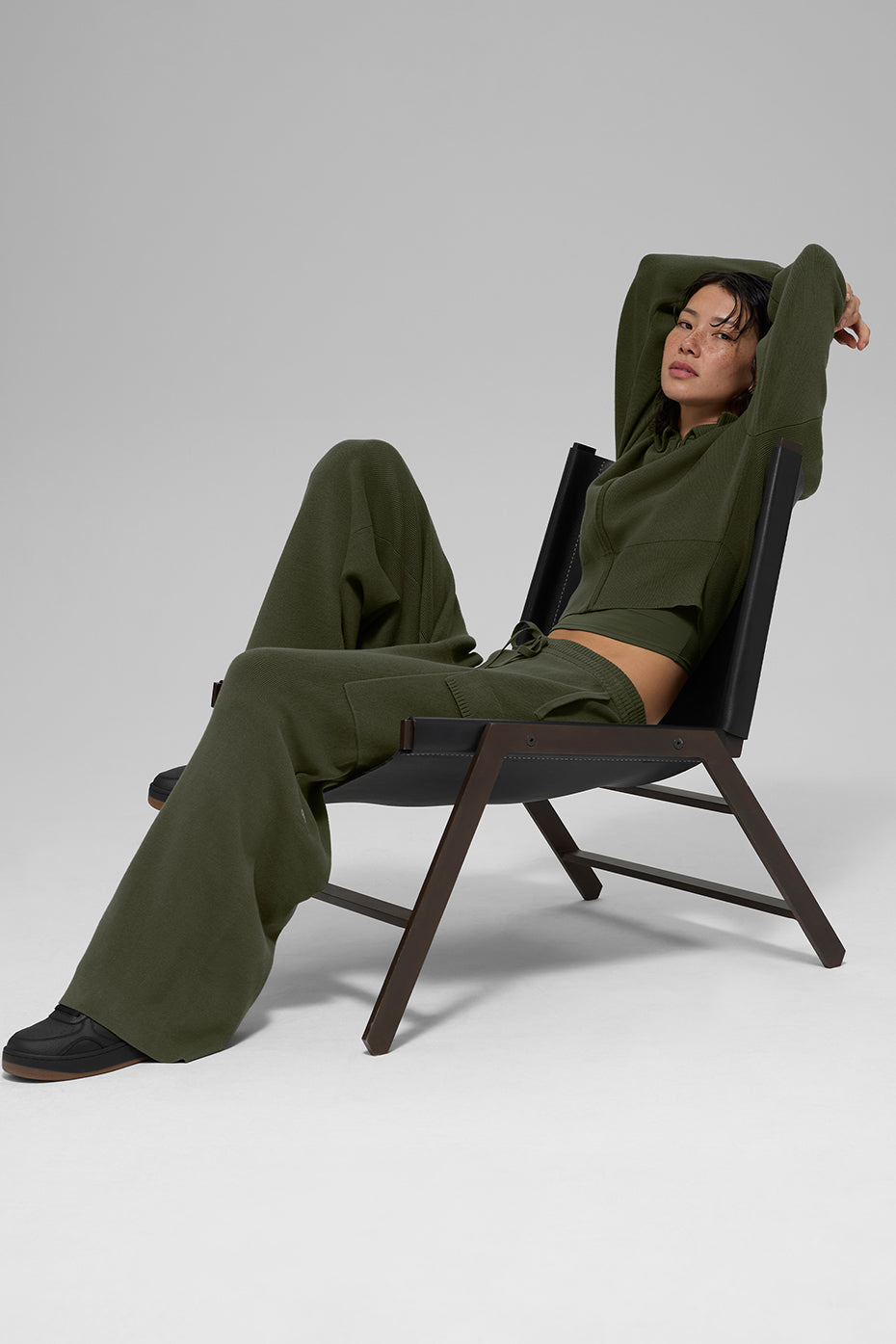 Scholar Knit High-Waist Cargo Pant - Green Olive - Image 5
