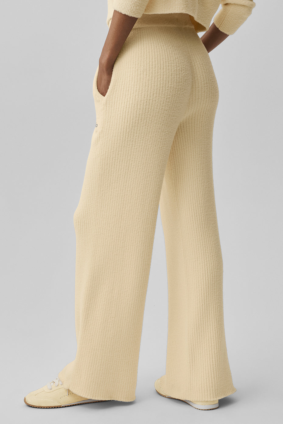 Snuggle Up Sweater High-Waist Wide Leg Pant - Candlelight Yellow - Image 4