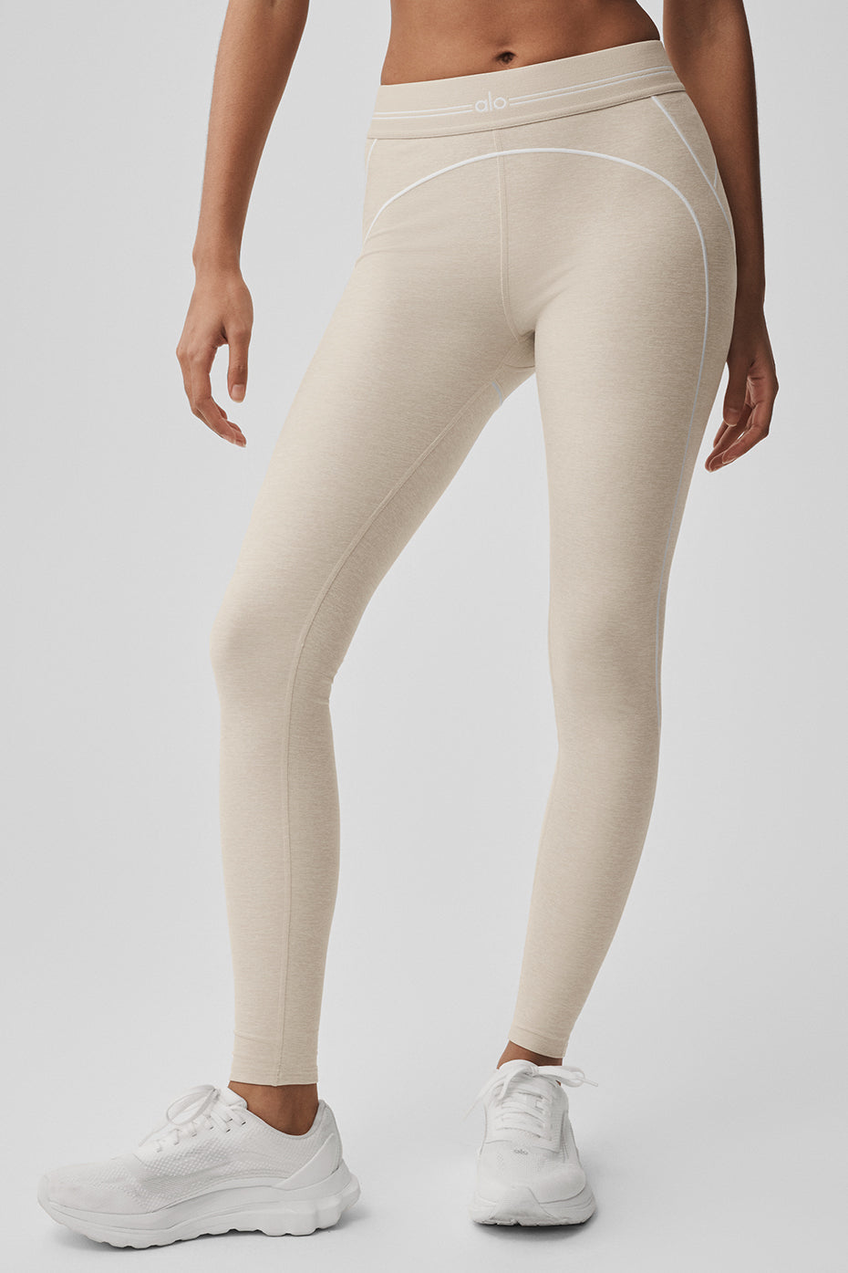Alosoft High-Waist Heart Throb Legging - Oatmeal Heather/White - Image 3