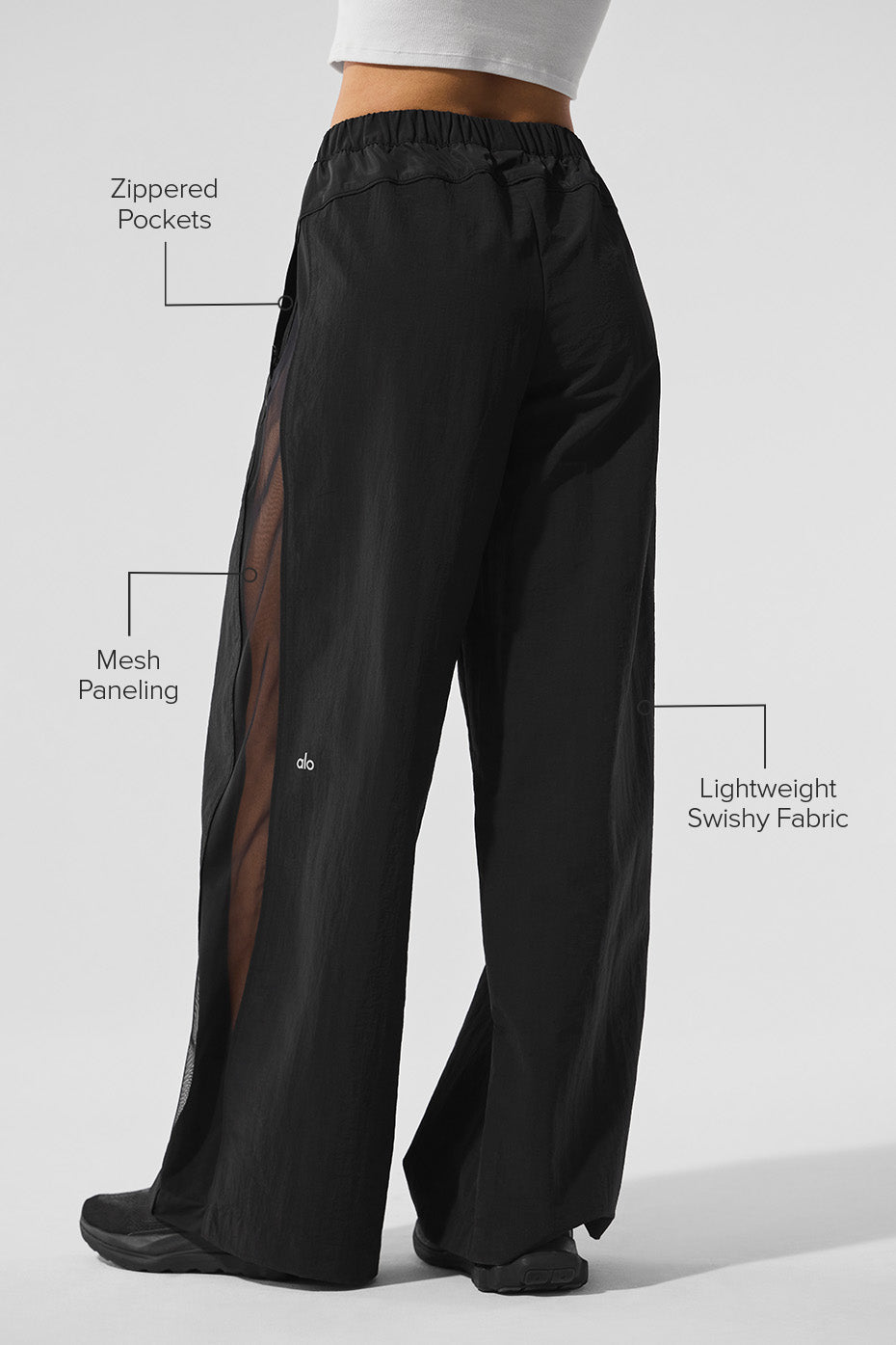 High-Waist Origin Wide Leg Track Pant - Black - Image 2