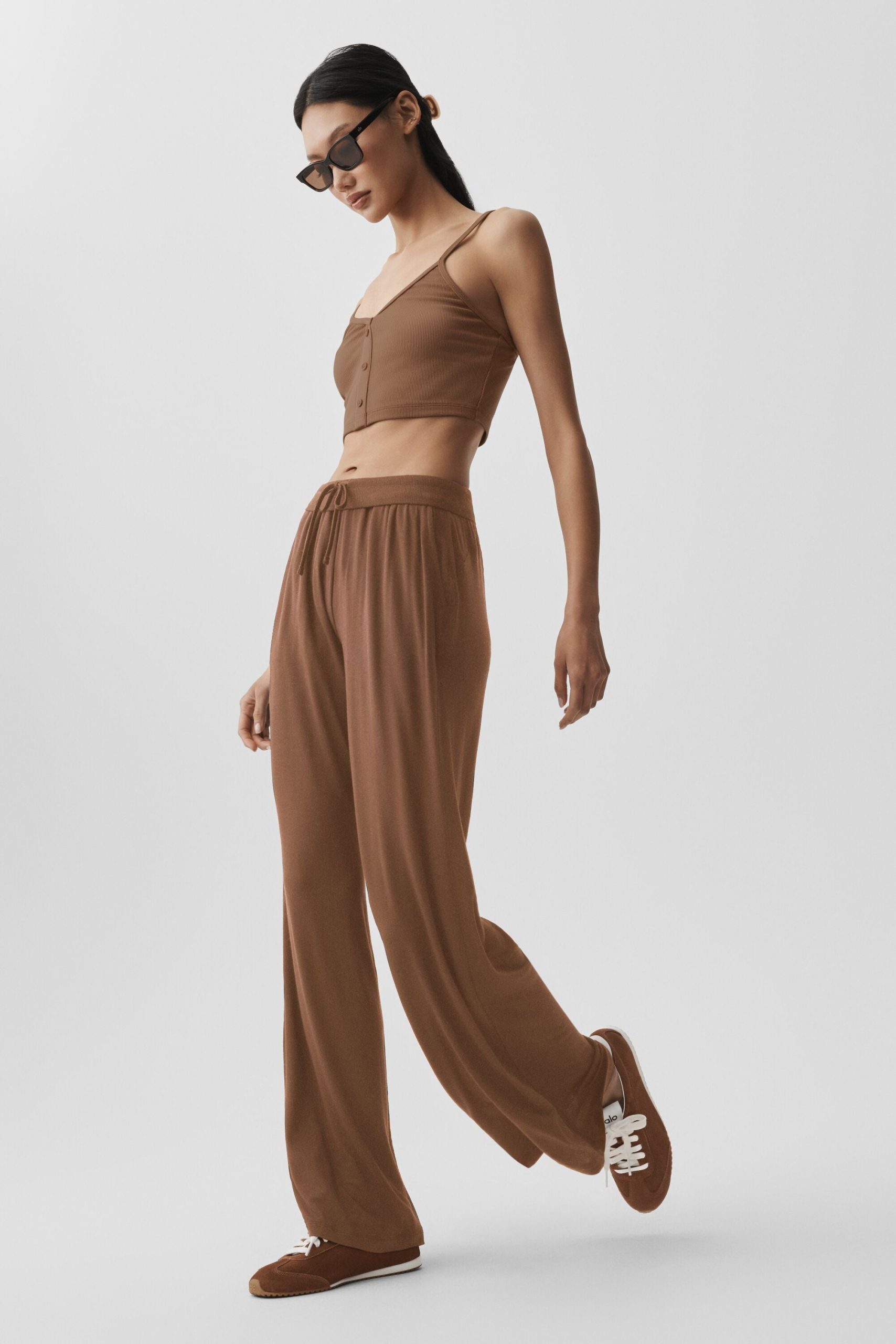 Semi-Sheer Delicate Lounge Flare Pant - Sun Kissed Brown - Image 4