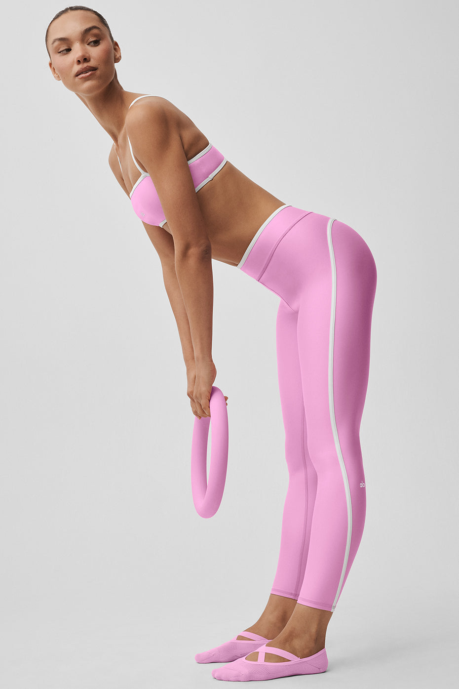 Airlift High Waist Charger 7/8 Legging - Candy Heart Pink/White - Image 4