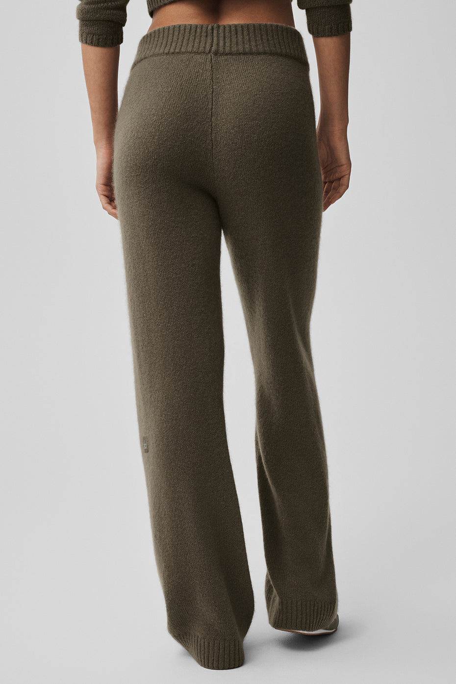 Wool Cashmere High-Waist New Class Wide Leg Pant - Olive Tree - Image 2