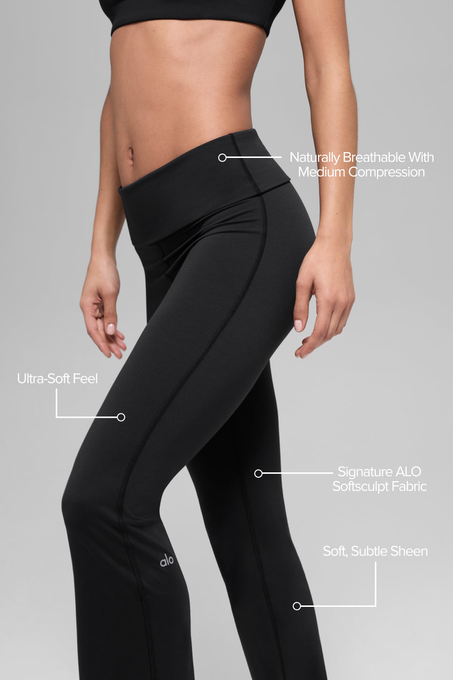 ALO Softsculpt Foldover Flare Legging - Black - Image 2