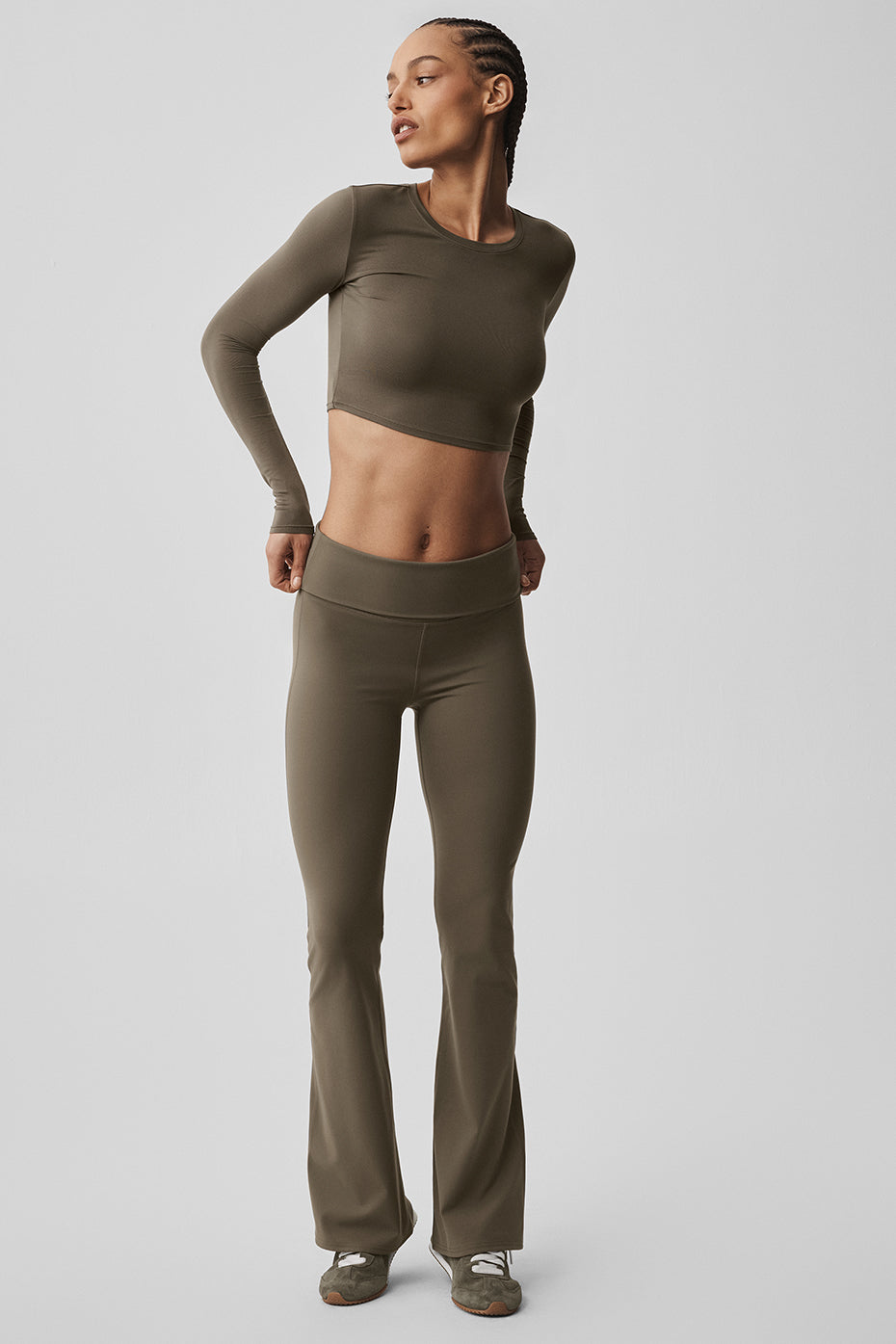 ALO Softsculpt Foldover Flare Legging - Olive Tree - Image 6