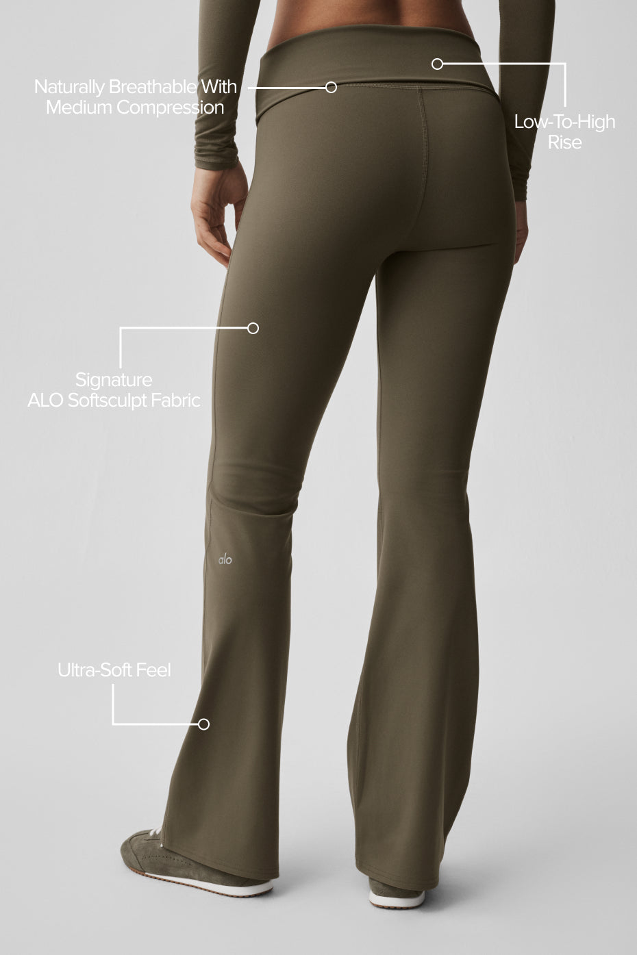 ALO Softsculpt Foldover Flare Legging - Olive Tree - Image 2