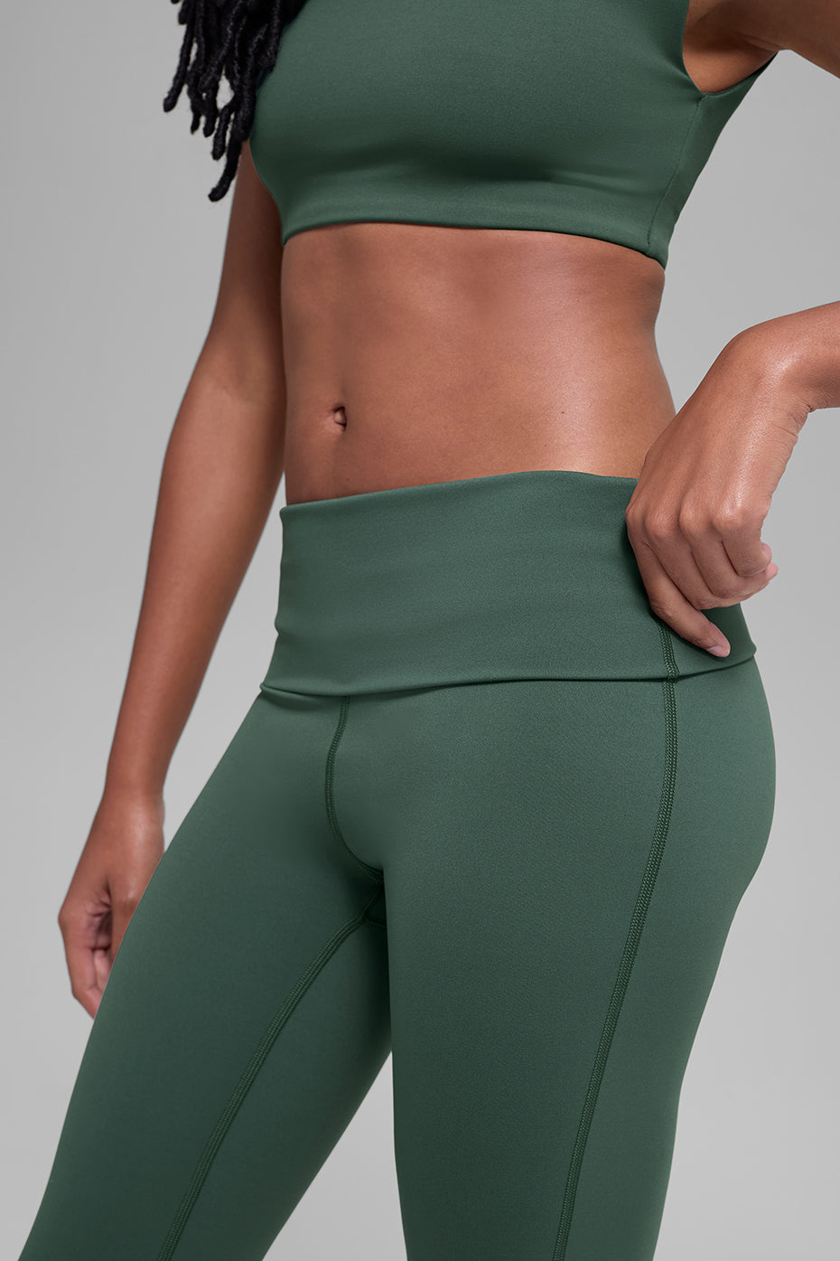 ALO Softsculpt Foldover Flare Legging - Clover Green - Image 2