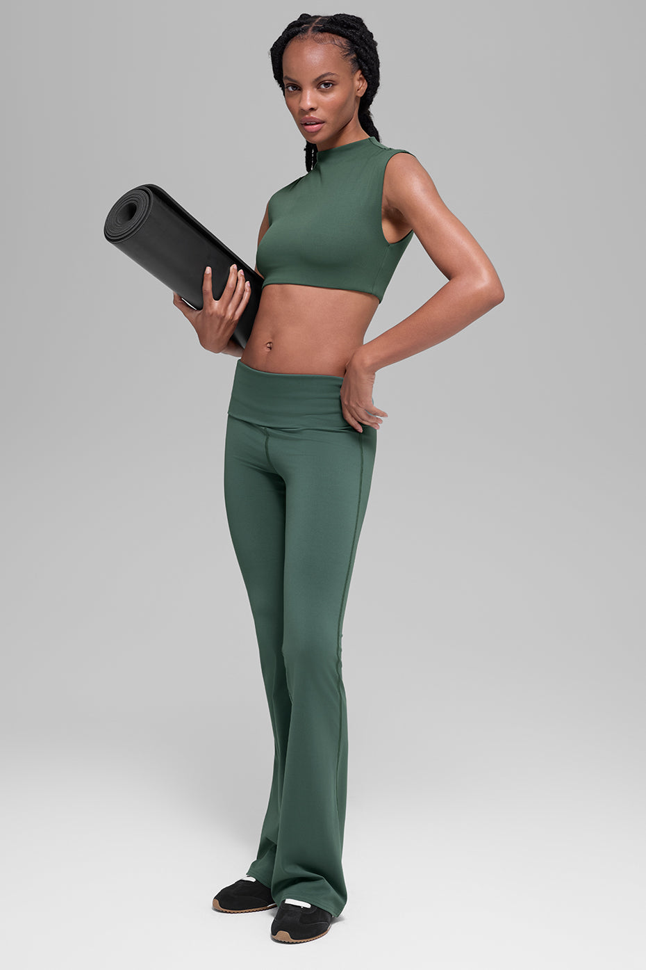 ALO Softsculpt Foldover Flare Legging - Clover Green - Image 6