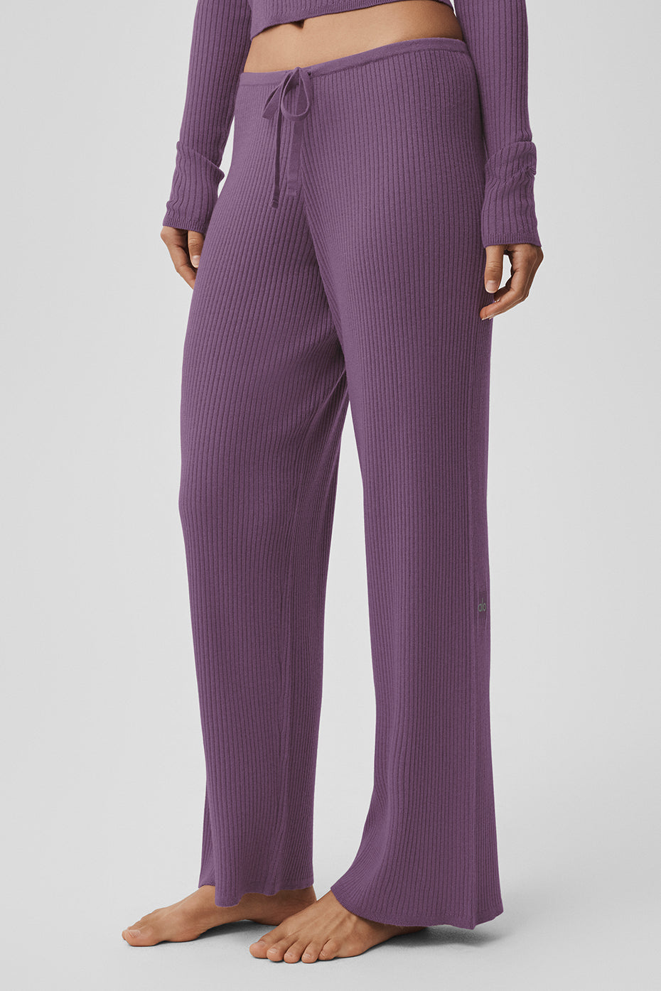 Sweater Knit Mid-Rise Unwind Wide Leg Pant - Plum Kiss - Image 2