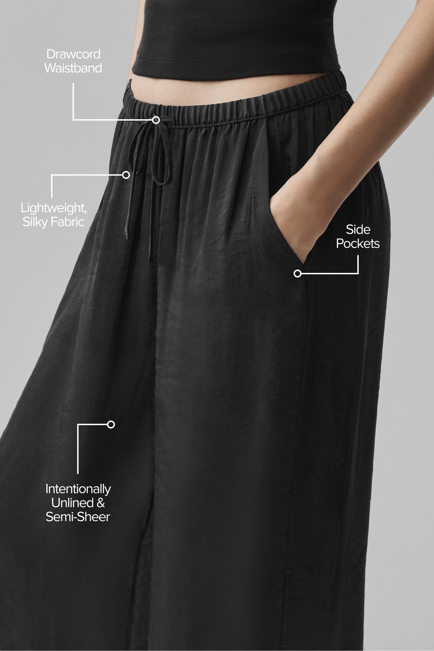 Semi-Sheer Golden Hour High-Waist Straight Leg Pant - Black - Image 2