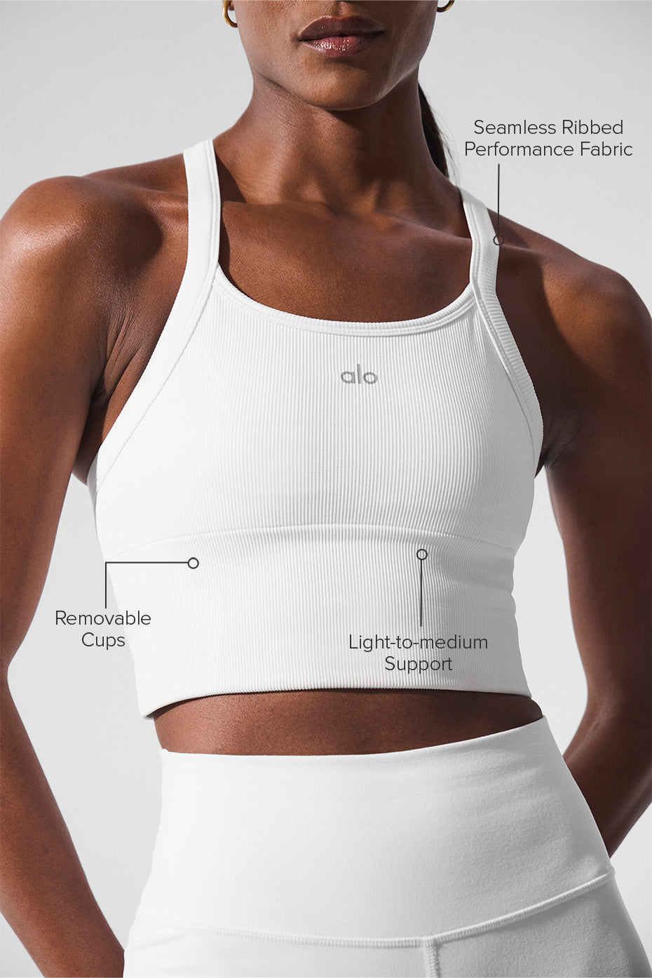 Seamless Ribbed Favorite Bra Tank - White - Image 2