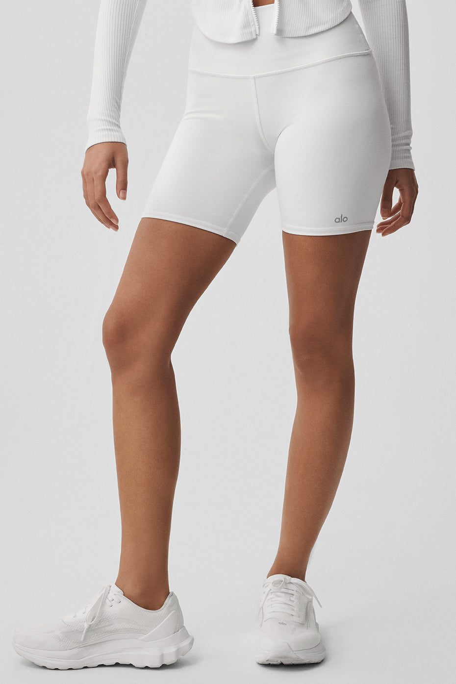 7 High-Waist Biker Short - White - Image 2