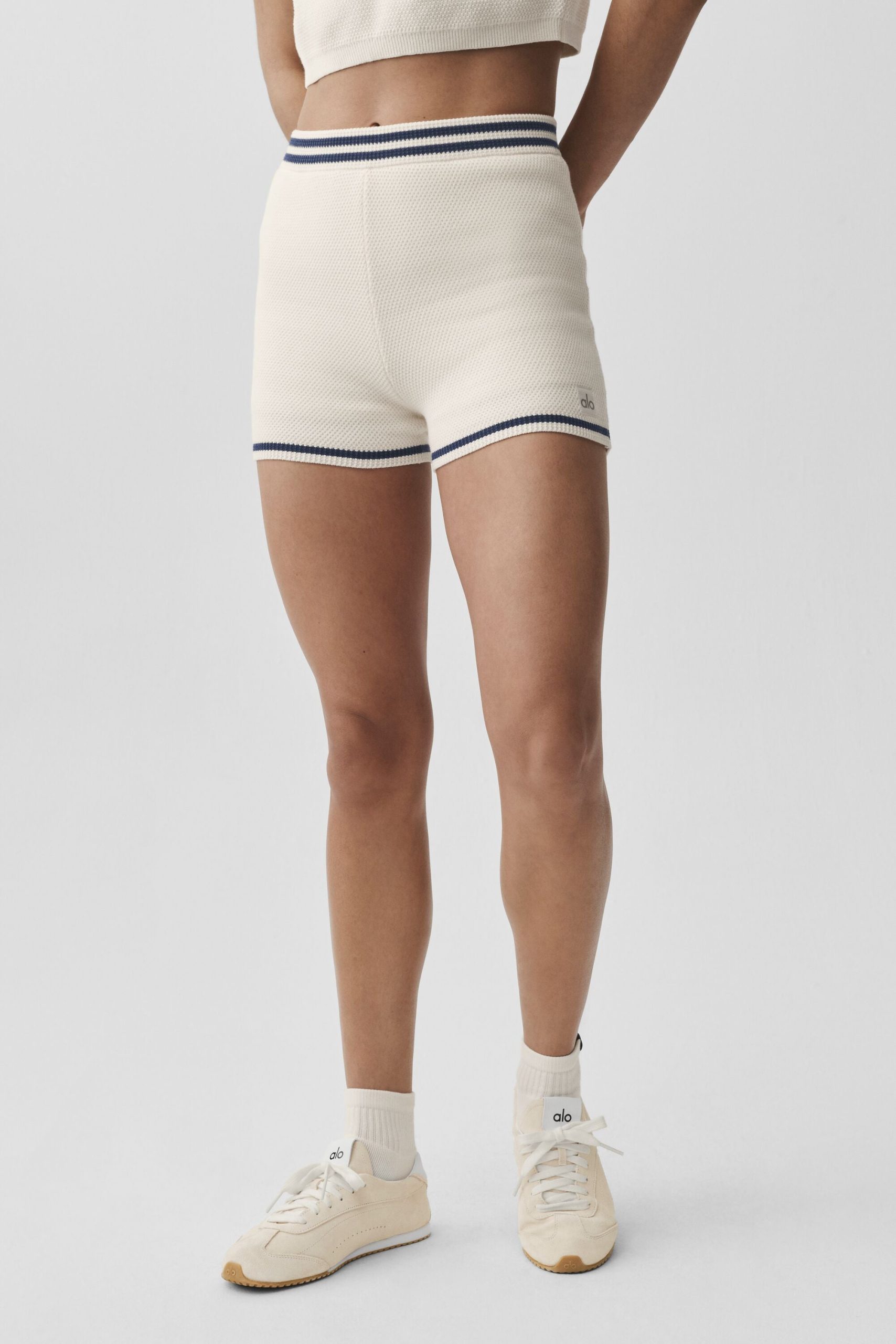 Tennis Club Sweater Knit Hot Short - Ivory/Navy - Image 3