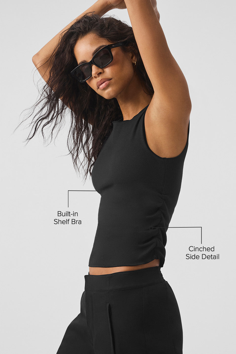Ribbed En Pointe Tank - Black - Image 2