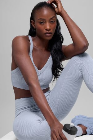 Seamless Two Tone Rib Bra - Winter Frost Heather