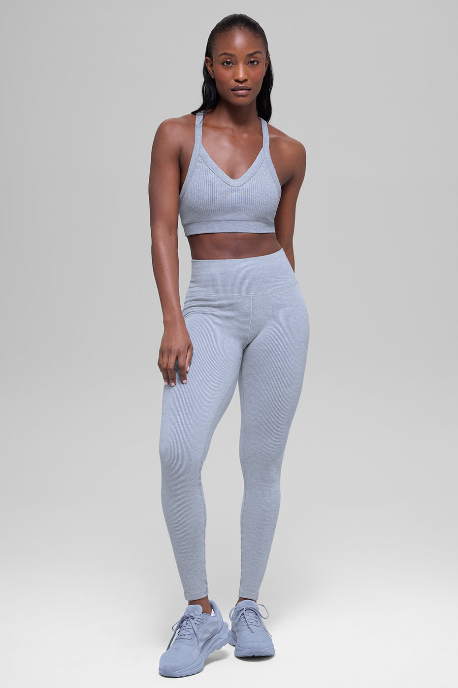 Seamless Two Tone Rib Bra - Winter Frost Heather - Image 5